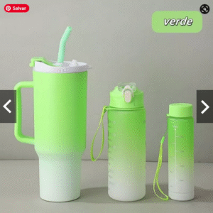 Kit 3 Garrafa Copo Agua Squeeze C/ Adesivos Lembretes beber Agua